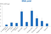 DNA yield from various plant tissues.